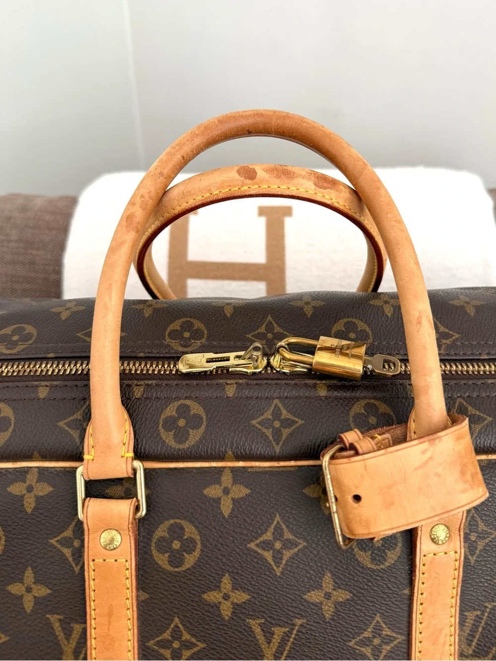 Authentic Louis Vuitton Sirius 50 travel bag luggage brown monogram LV M41506
